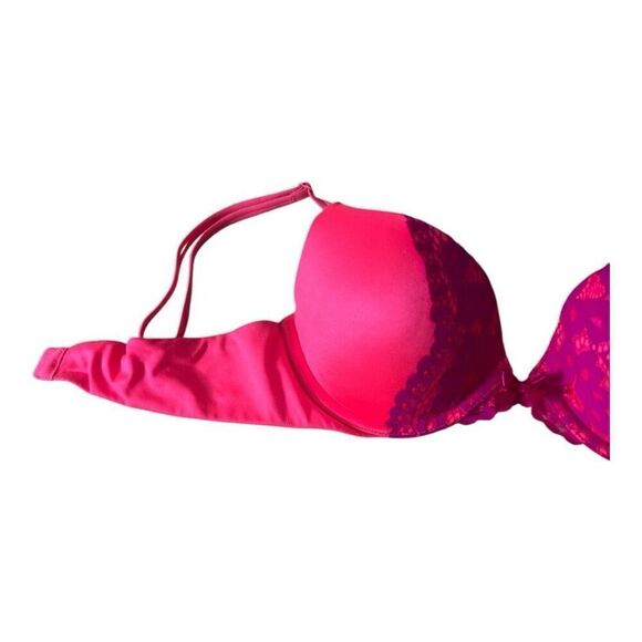 Victoria's Secret Convertible Size 34B Very Sexy Push-Up Bra Pink Fuchsia Lace - Picture 8 of 12